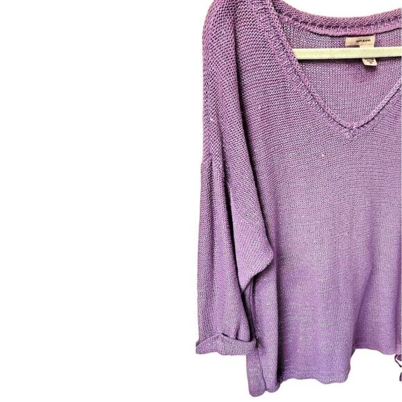 DKNY JEANS Womens Plus Size Lilac Sparkly V- Neck Sweater - Picture 5 of 11